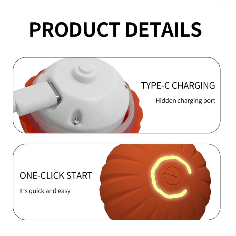 Intelligent Automatic Rolling Cat Toys USB Rechargeable Cat Interactive Ball Electronic Rotating Cat Ball for Kitten Dog Playing